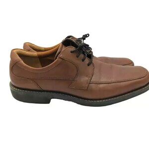 ECCO Shoes Mens Size 12-12.5 / EU 46 Leather Brown Lace-Up Derby Dress Shoe Heel